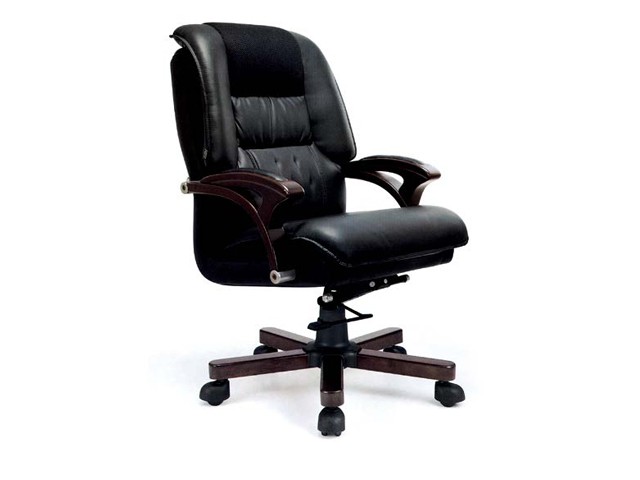 FAUTEUIL PRESIDENT CUIR 915 NOIR PIETEMENT EN BOIS 110*80*68
