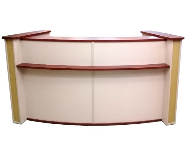 COMPTOIR DE RECEPTION SL04 2200x550x1050 COULEUR ROSEWOOD+JAUNE/BLANC