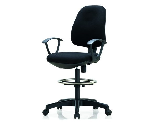 CHAISE DE GUICHET TISSU YL-003A NOIRE AVEC ACCOUDOIR 61*59*105