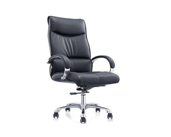 FAUTEUIL DOSSIER HAUT PU QG019A NOIR C4 PIED CHROME 100*79*56