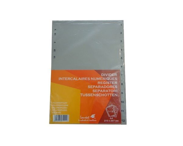 INTERCALAIRE A4 12 POSITIONS PLASTIQUE NUMERIQUE 01755501