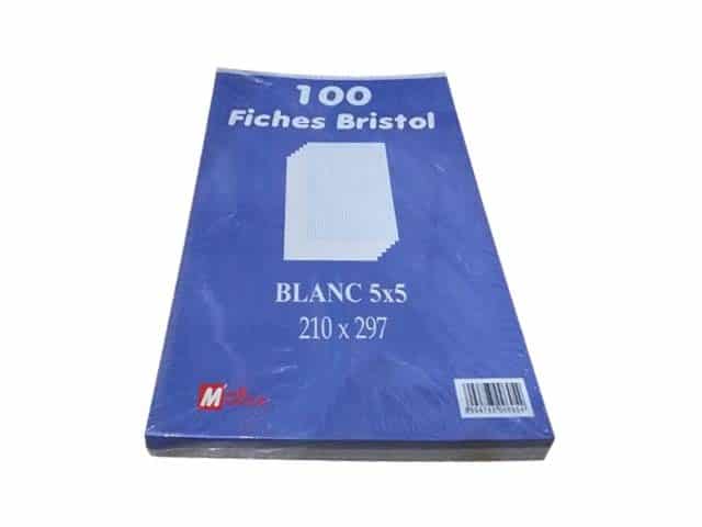 FICHES BRISTOL 210 X297 QUAD 5X5 BLANC VELIN 29713 ELVE