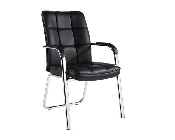 CHAISE VISITEUR PU B-26 NOIRE AVEC ACCOUDOIR