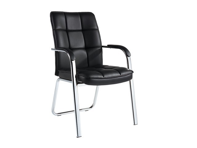 CHAISE VISITEUR PU B-26 NOIRE AVEC ACCOUDOIR