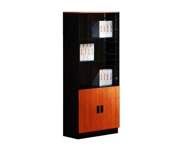 MEUBLE DE RGMT HAUT 2P SEMI VITRE BD 741 800*410*1980 CHERRY 501/BLK