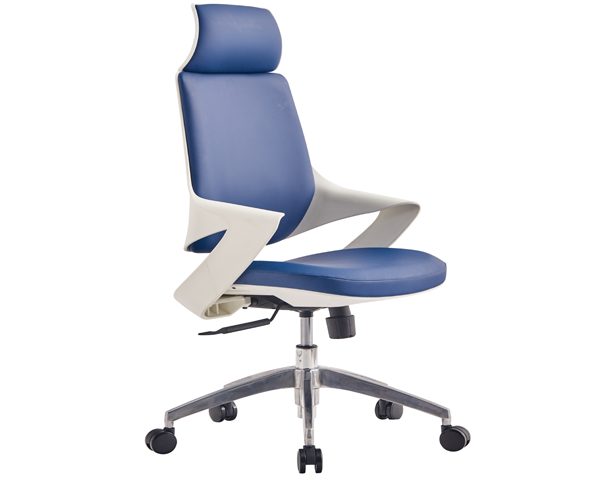 FAUTEUIL DOSSIER HAUT PU D1-928AW BLEU-BLANC