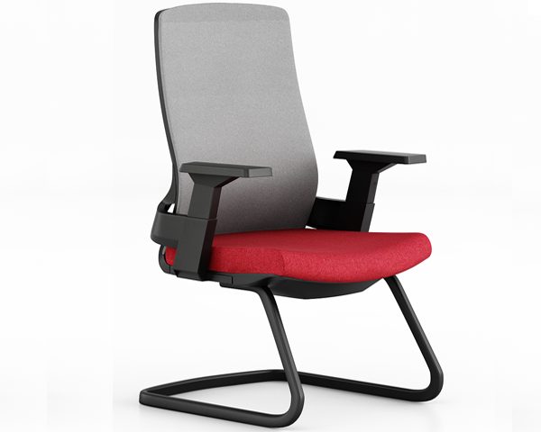 FAUTEUIL VISITEUR D1-399CB ROUGE/GRIS