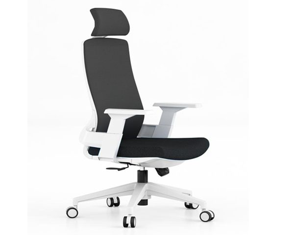 FAUTEUIL DOSSIER HAUT TISSU D1-399AW NOIR/BLANC