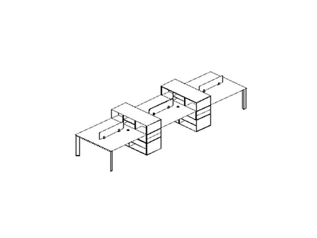 STATION DE TRAVAIL 6 PLACES AS048-2880 4560*1200*1100 BROWN 17+GREY