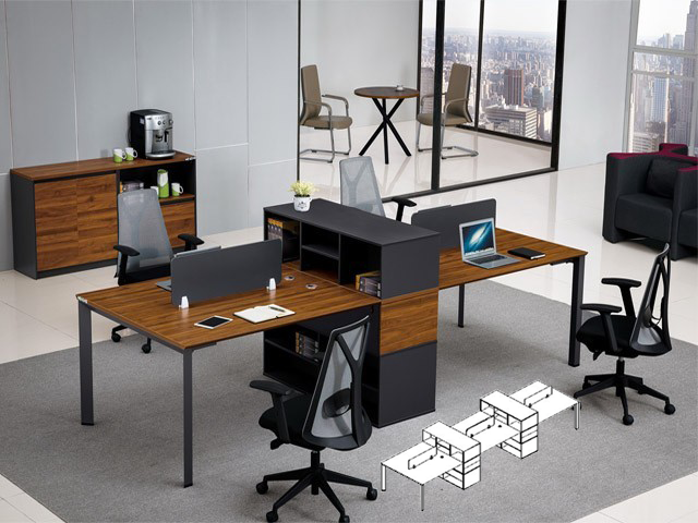 STATION DE TRAVAIL 6 PLACES AS048-2880 4560*1200*1100 BROWN 17+GREY