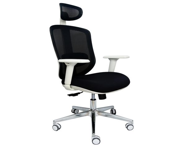 FAUTEUIL DOSSIER HAUT A MAILLE MS-05H NOIR-BLANC ORTHOPEDIQUE