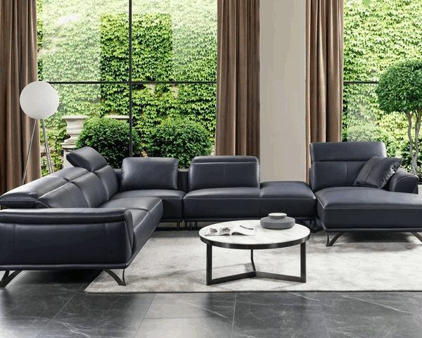 SALON CUIR 7 PLACES ANGLE L-868D COULEUR A88 MARRON FONCE