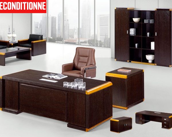 BUREAU DIRECTION RS-02 2200*1900*760 ROSEWOOD 957 SANS MEUBLE RECONDI