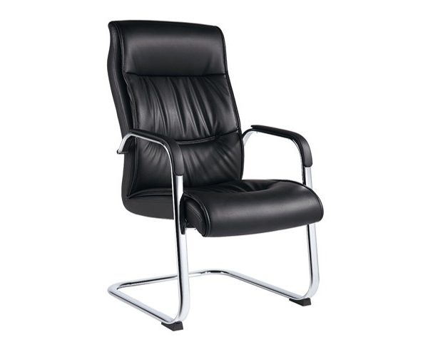 FAUTEUIL VISITEUR PU B-16 MARRON AVEC ACCOUDOIR