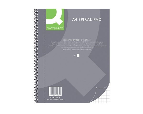 BLOC NOTE 160P A4 SPIRAL Q CONNECT KF01981