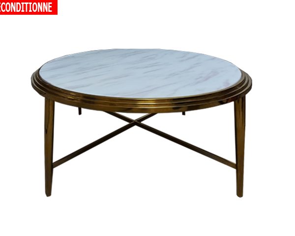 TABLE BASSE REF TD-5 90X90X45 MARBRE DOREE RECONDITIONNEE