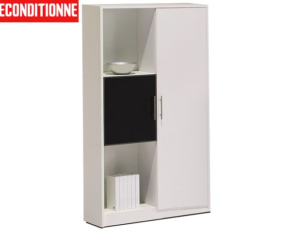 MEUBLE DE RGMT HAUT 1P BOIS SSO 44 100*52*180 PU NOIR/BLAN REC SS BUR