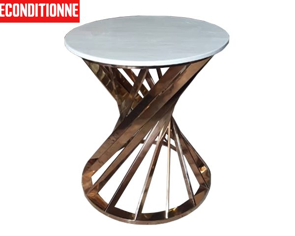 TABLE BASSE T882 70X70X40 MARBRE DOREE NOIRE RECONDITIONNEE