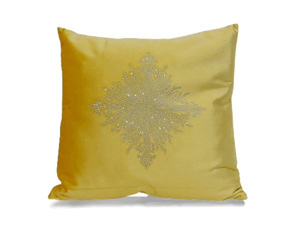 COUSSIN 46X46 JAUNE STRASS