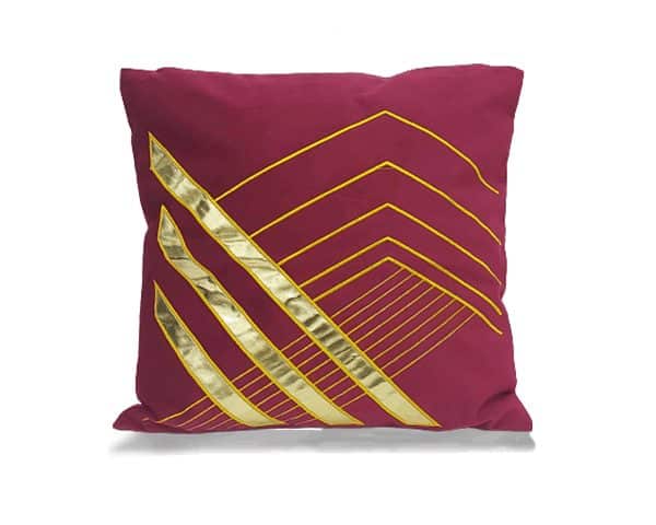 COUSSIN 46X46 ROUGE BORDEAUX DOREE