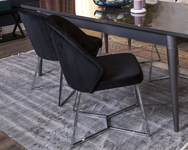 CHAISE TABLE A MANGER TISSU REVEN COULEUR GRISE BBF63