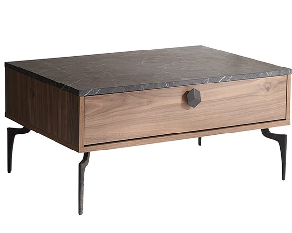 TABLE BASSE RENATA AVEC TIRROIR 1051*725*95 COULEUR MARRON NOIR