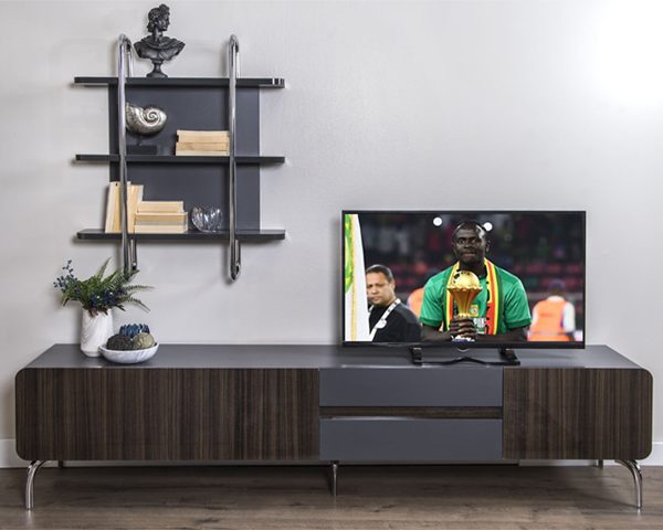 MEUBLE TV REVEN 2388*520*60 COULEUR MARRON GRIS