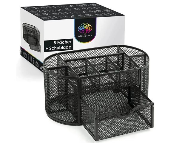 ORGANISEUR DE BUREAU EN METAL 8 Compartiments KF18472 noir