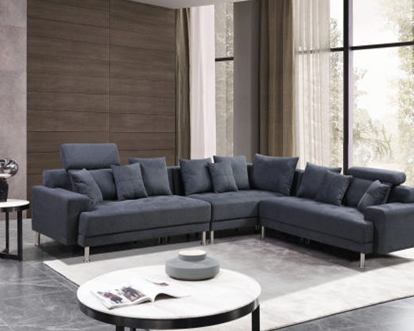 SALON TISSU 6 PLACES ANGLE V-261 COULEUR BELFAST 39 GRIS