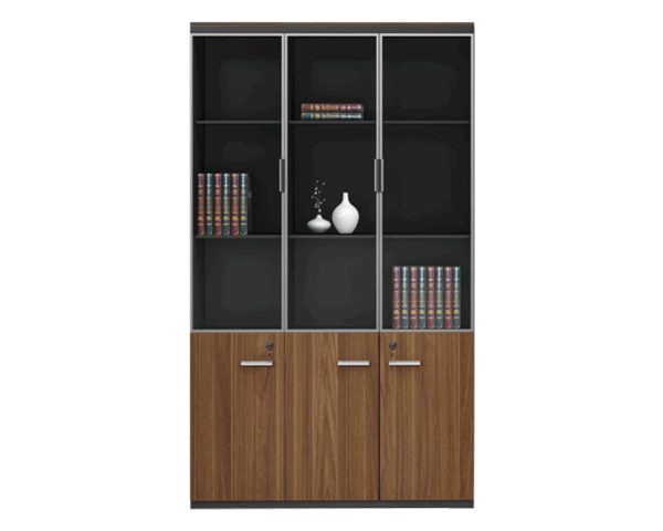 MEUBLE DE RGMT HAUT 3P SEMI VITRE KB-607 1200*400*2000 TP-904 MAR+GRE