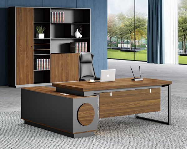 BUREAU DIRECTION KM-104 R 2000*1000*760 MELAMINE TP-904 MARRON+GREY