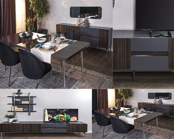PACK REVEN BUFFET+TABLE A MANGER 6 PLACES+MEUBLE TV Z