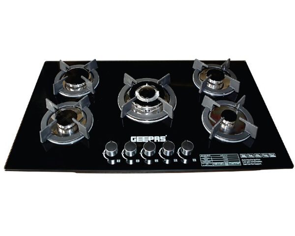 PLAQUE CUISSON ENCASTRABLE 5 FEUX A GAZ GEEPAS GGC31011 NOIR 88*52*7