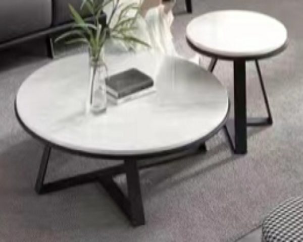 TABLE BASSE MARBRE COMPOSEE A701 2 PCS 80x80x60x60