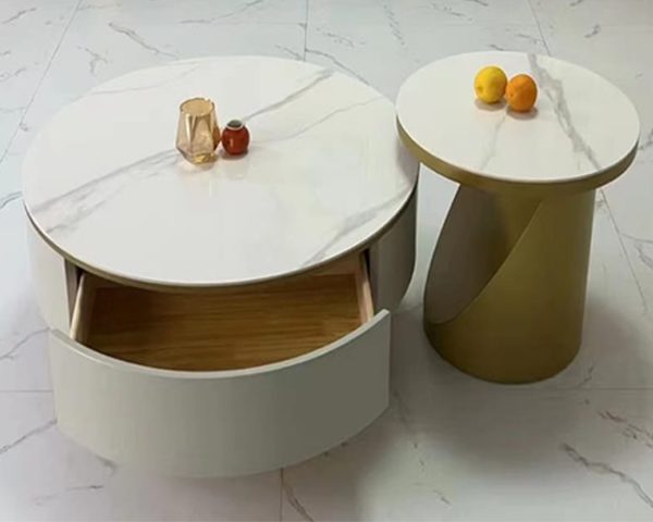 TABLE BASSE A2032 BEIGE 800x800x375x495