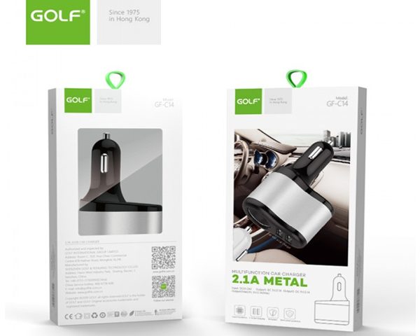 CHARGEUR TELEPHONE AUTO AVEC USB HUB GOLF SPACE 2.1A