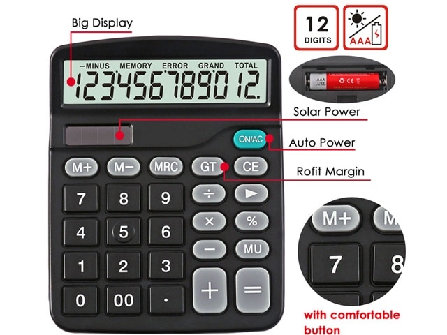CALCULATRICE 12 CHIFFRES GM FOSKA CA3312-6 SOLAIRE
