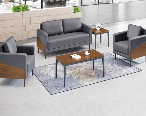 SALON DE BUREAU 5 PLACES PU KS-2005 MARRON 860*800*830-1850*800*830