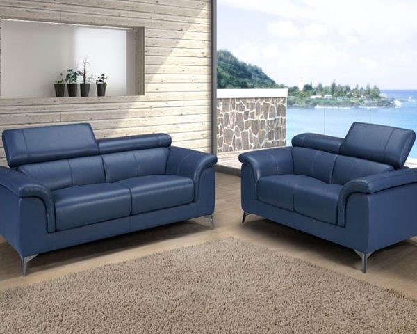 SALON CUIR 6 PLACES SX-9041 COULEUR DIEZ 6246B ROUGE BORDEAUX