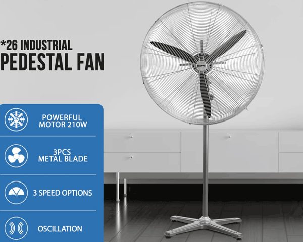 VENTILATEUR INDUSTRIEL SUR PIED GEEPAS METAL GF21198 26" SANS TELECOM