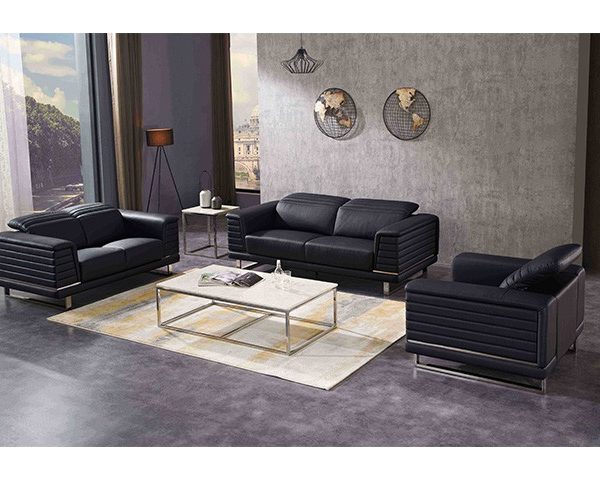 SALON CUIR 6 PLACES FM356 CLR NOIRE AG03