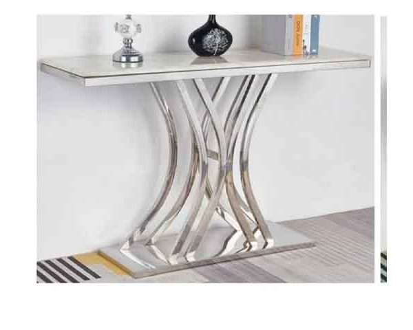 CONSOLE SANS MIROIR REF AG1332 EN MARBRE COULEUR ARGENT 132X42X80