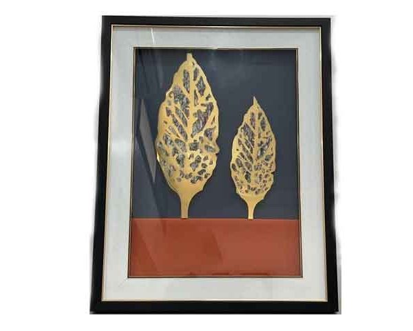 TABLEAU DE DECORATION 80X60X5 COULEUR NOIR DOREE ORANGE