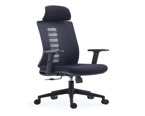 FAUTEUIL DOSSIER HAUT EN MAILLE AVEC CINTRE 632AB NOIR