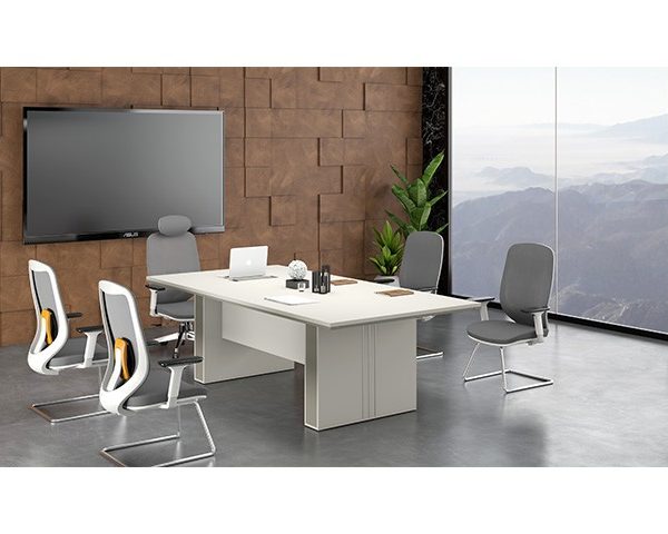 TABLE DE REUNION VG-C0124 2400*1200*750 BMW GREY+DB01 BLANC 8-10 PLCS