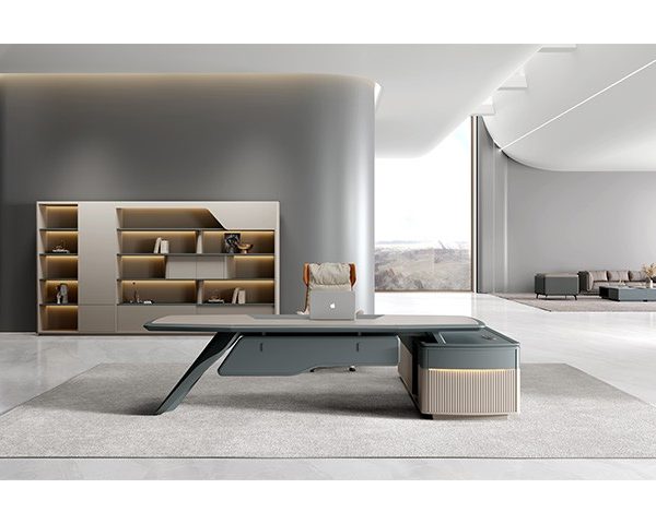 BUREAU PRESIDENT EMF-02D26 L/R 2560*2000x760 DC15 SKY GREEN+DC16 GREY