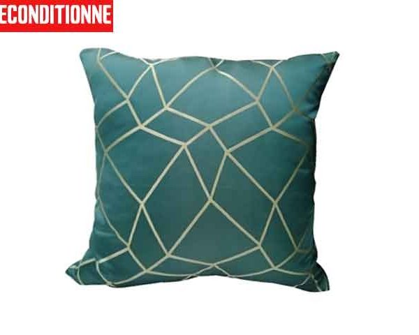 COUSSIN 43X43 VERT TURQUOISE/BEIGE RECOND
