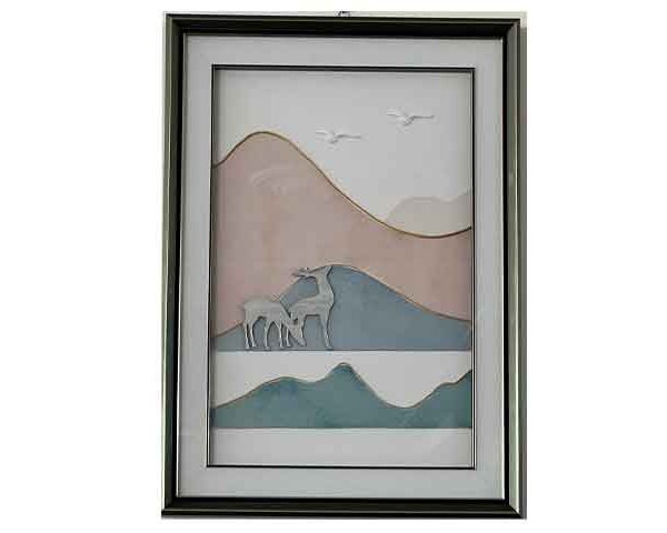 TABLEAU DE DECORATION 80X60X5 COULEUR NOIR DOREE VERT