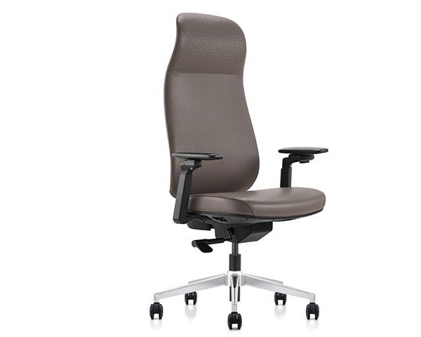 FAUTEUIL DOSSIER HAUT EN PU KUKE-02 GRIS