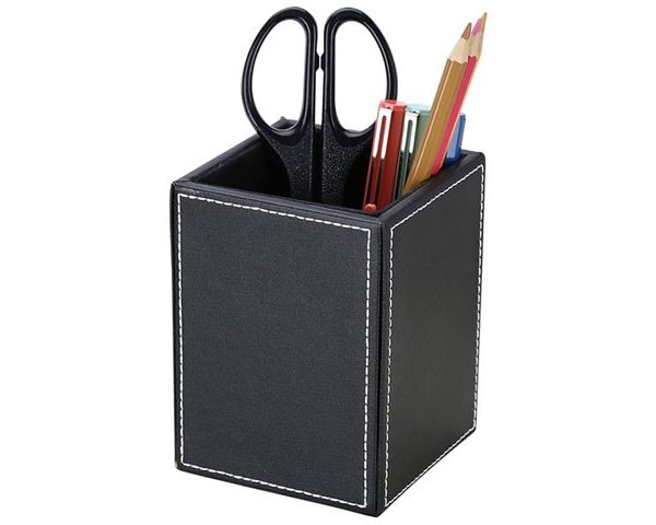 POT CRAYON CARRE EN CUIR ZM1001 NOIR